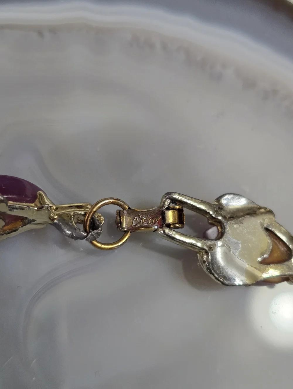 Vintage Coro Gold-Tone Moonglow Lavendar Thermoset Link Bracelet